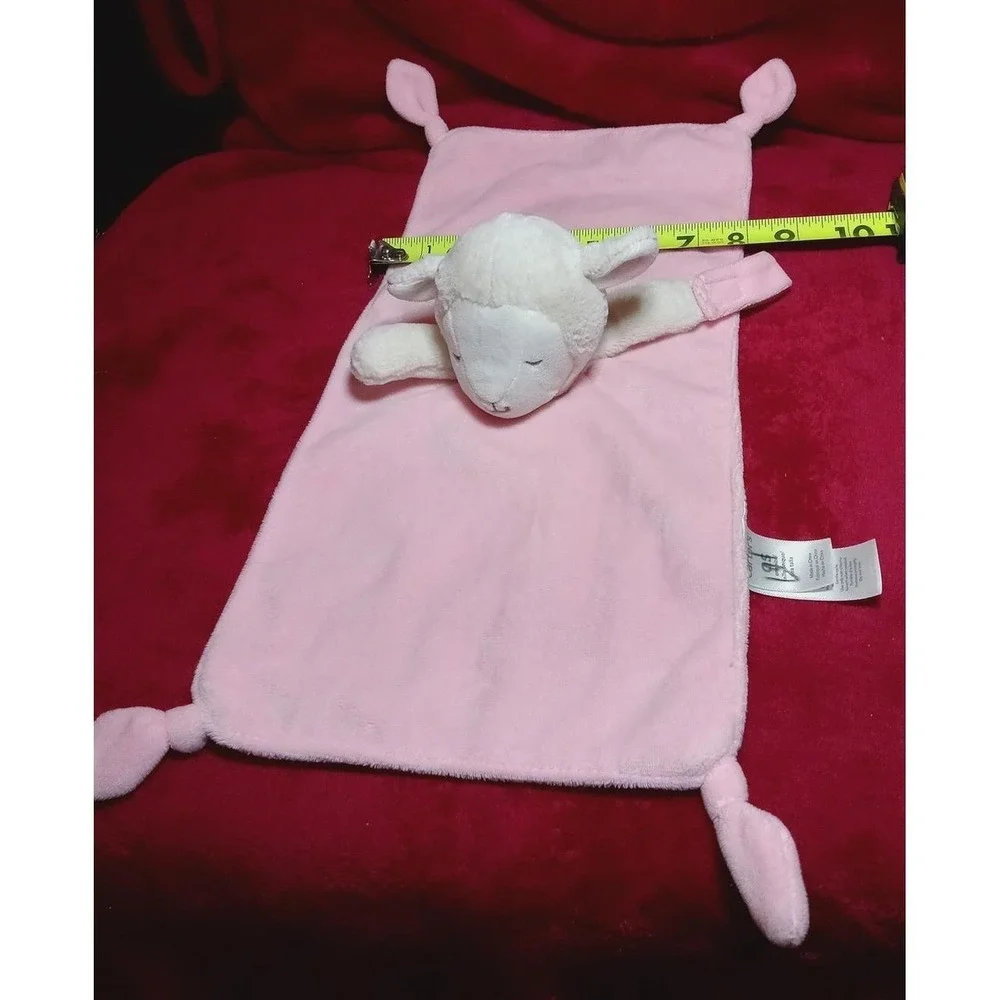 Carter's Pink Bunny Security Blanket Plush Rattle Pacifier Holder Knotted